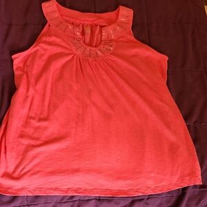 Northcrest Coral Tank Top with Studded Neckline